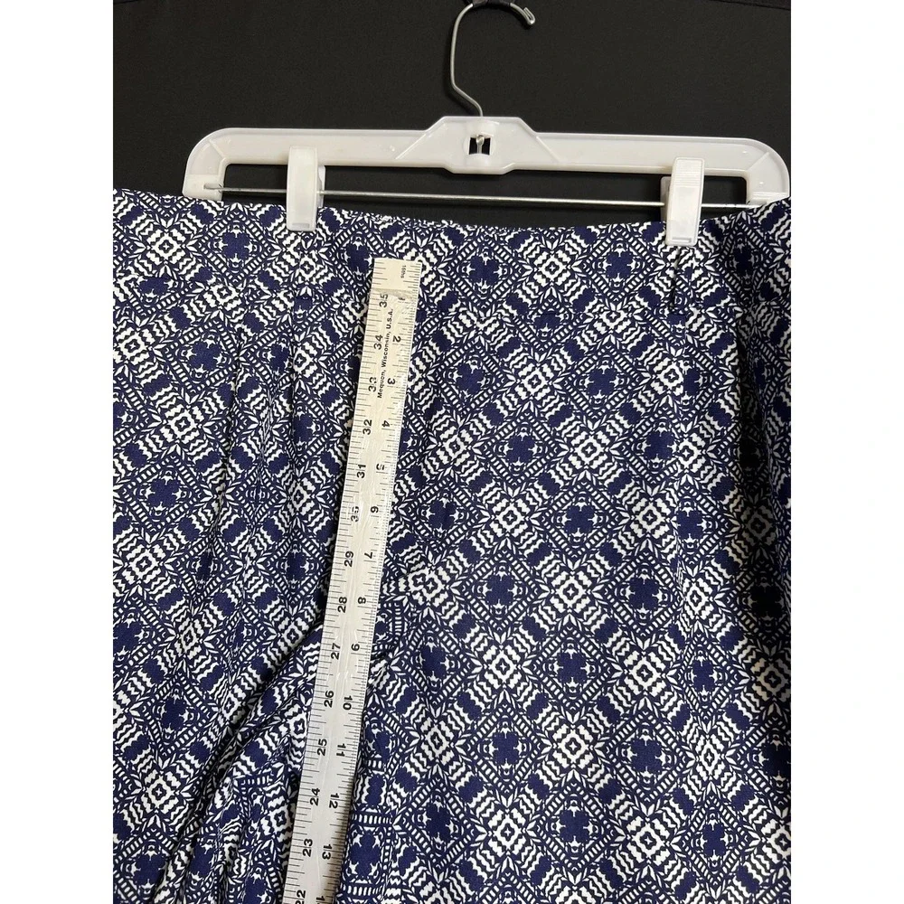 J. Crew Cropped Printed  Front Blue White Dress Pants Sz 14